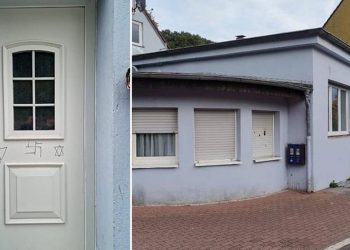 Çirkin saldırı! Almanya’da caminin kapısına gamalı haç ve Davut yıldızı çizildi