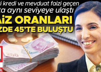 Faiz oranları yüzde 45’te buluştu… Ticari kredi ve mevduat faizi geçen hafta aynı seviyeye ulaştı